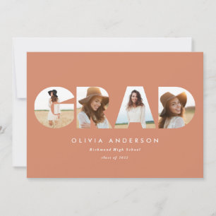 Modern geometric typography multi photo graduation announcement
