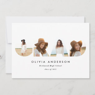Modern geometric typography multi photo graduation announcement