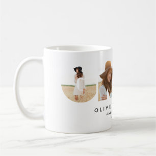 Modern geometric typography multi photo graduation coffee mug