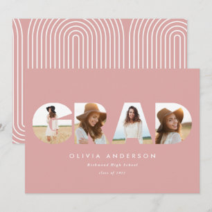 Modern geometric typography multi photo pink girly