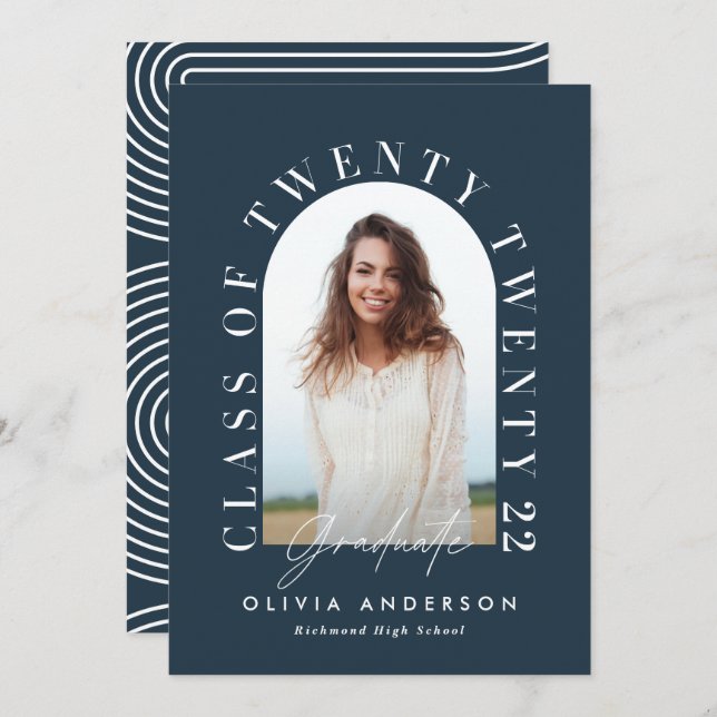 Modern geometric typography photo arch graduation (Front/Back)