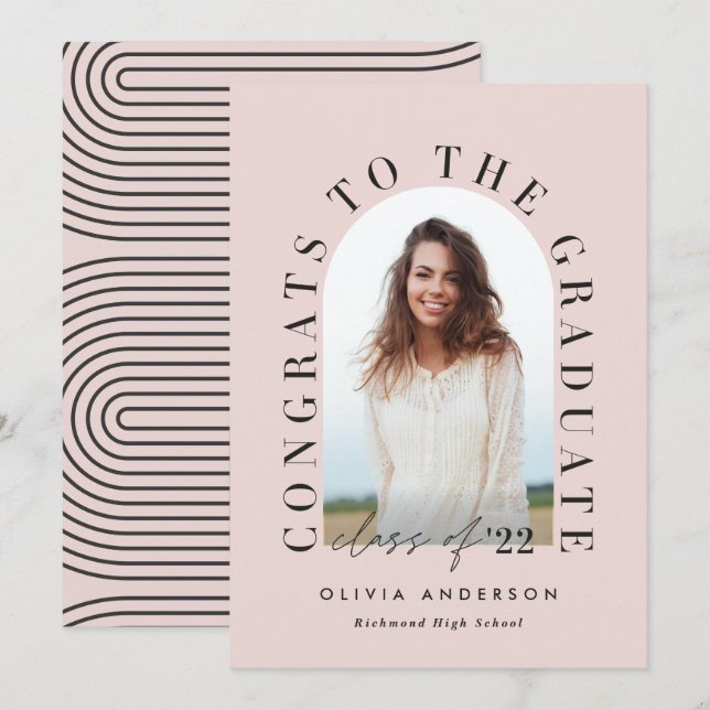 Modern geometric typography photo arch graduation (Front/Back)