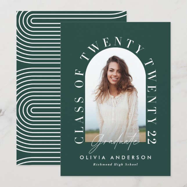 Modern geometric typography photo arch graduation (Front/Back)