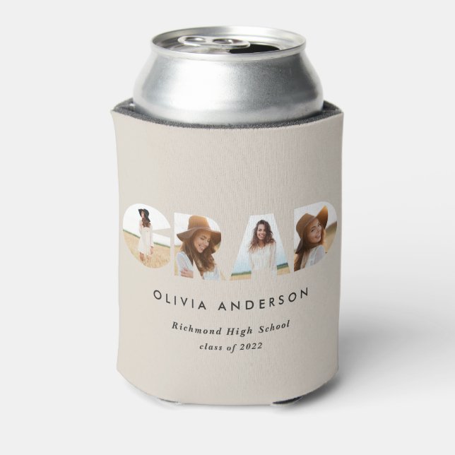 Modern geometric typography photo arch graduation can cooler (Can Back)