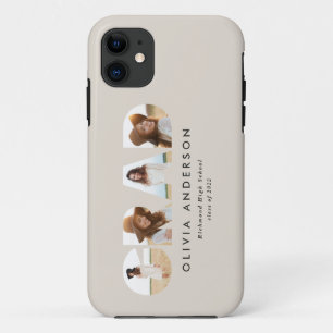 Modern geometric typography photo arch graduation iPhone 11 case