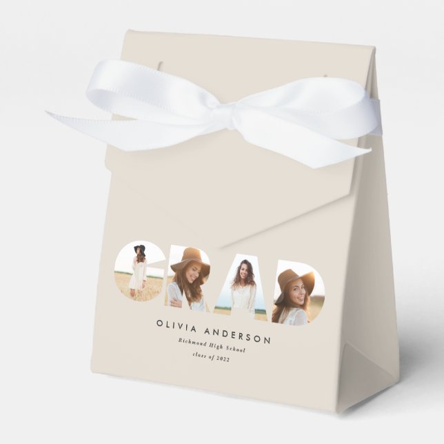 Modern geometric typography photo arch graduation favor box (Front Side)