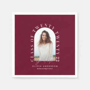 Modern geometric typography photo arch graduation napkin