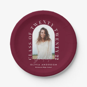 Modern geometric typography photo arch graduation paper plate