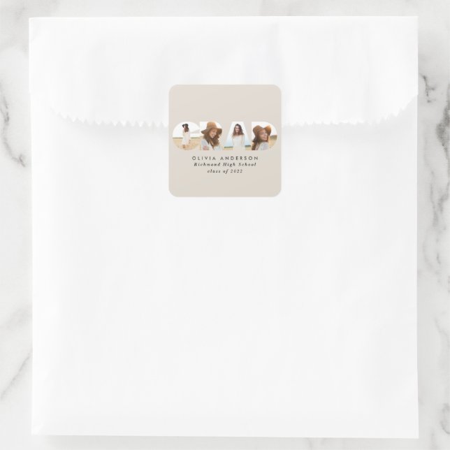 Modern geometric typography photo arch graduation square sticker (Bag)