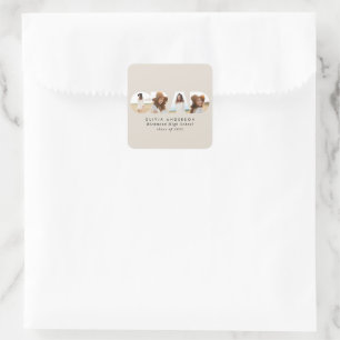 Modern geometric typography photo arch graduation square sticker