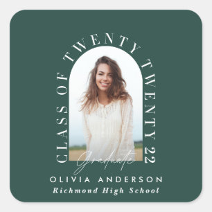 Modern geometric typography photo arch graduation square sticker
