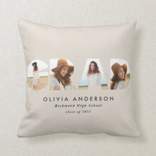 Modern geometric typography photo arch graduation throw pillow
