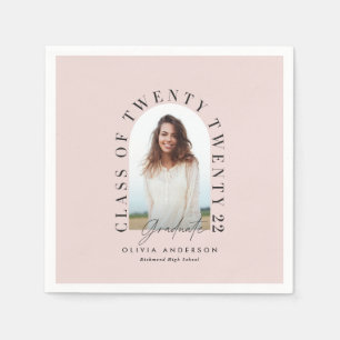 Modern geometric typography photo arch pink napkin