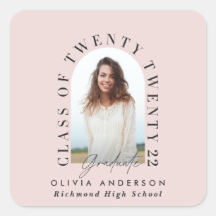 Modern geometric typography photo arch pink square sticker