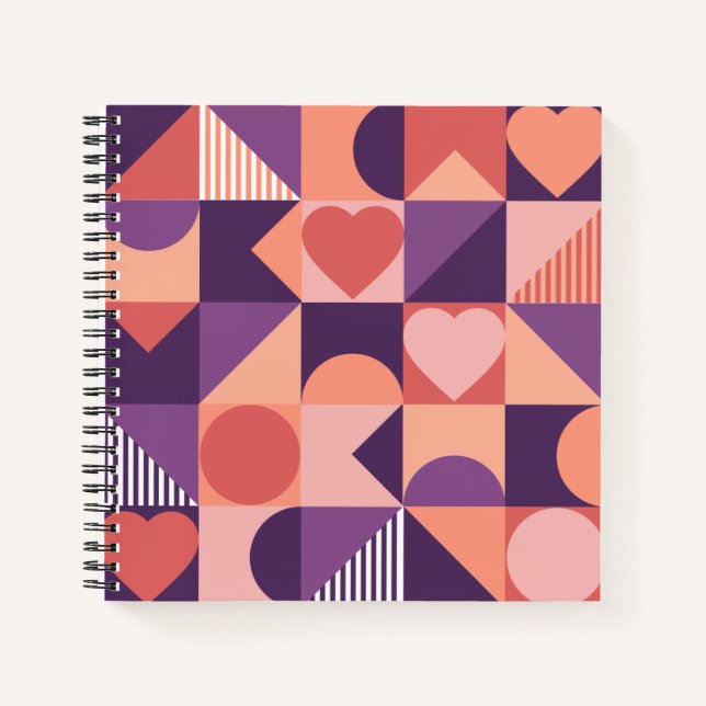 Modern geometric valentine pattern notebook (Front)
