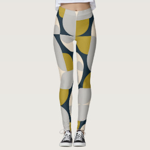 Modern Geometric Vintage Retro Background Leggings