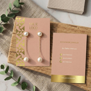 Modern Geometric Warm Blush Pink Earring Display Business Card