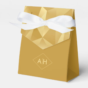 Modern Geometric Wedding Favour Box in Gold Polygo