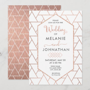 Modern Geometric Wedding Invitation, Rose Gold Invitation