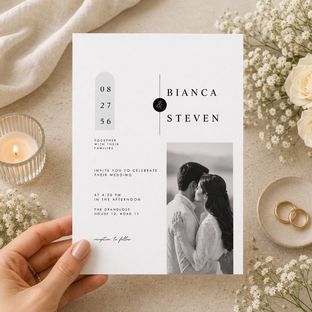 Modern Geometric Wedding Invitation with Photo. (Creator Uploaded)