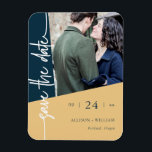 Modern Geometric Wedding Photo Save The Date Magnet<br><div class="desc">Announce your wedding in style with these modern geometric save-the-date magnets! These chic magnets feature a metallic finish and a trendy geometric design, perfect for adding a touch of modern flair to your wedding stationery. Personalize it with your favourite photo and wedding details for a unique keepsake your guests will...</div>