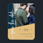 Modern Geometric Wedding Photo Save The Date Magnet<br><div class="desc">Announce your wedding in style with these modern geometric save-the-date magnets! These chic magnets feature a metallic finish and a trendy geometric design, perfect for adding a touch of modern flair to your wedding stationery. Personalize it with your favourite photo and wedding details for a unique keepsake your guests will...</div>