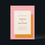Modern Geometric Wedding Save The Date Pink Orange<br><div class="desc">Modern Geometric Bold Stylish Save the Date in Pink and Orange</div>