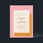 Modern Geometric Wedding Save The Date Pink Orange<br><div class="desc">Modern Geometric Bold Stylish Save the Date in Pink and Orange</div>