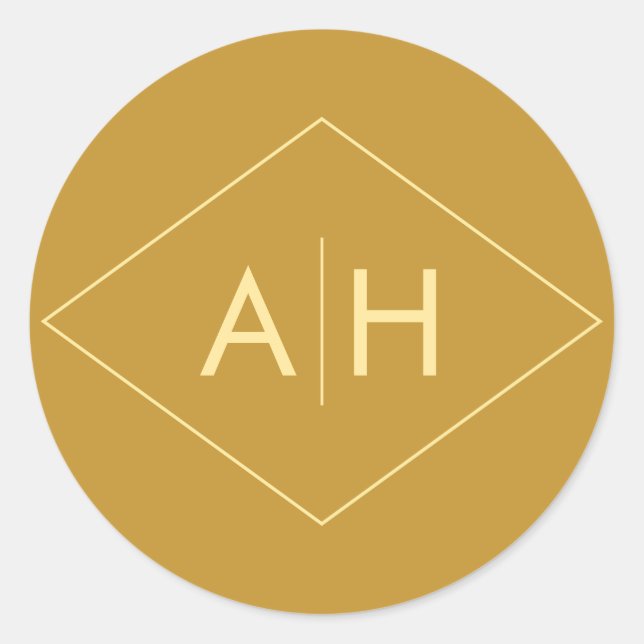 Modern Geometric Wedding Sticker Seal in Gold (Front)