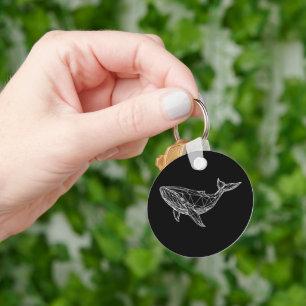 Modern Geometric Whale Keychain