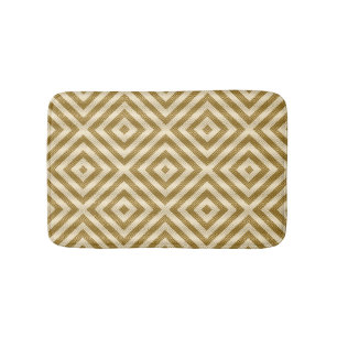 Modern Geometric White And Gold Seamless Pattern Bath Mat