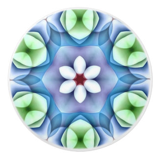 Modern Geometric White Daisy Ceramic Knob