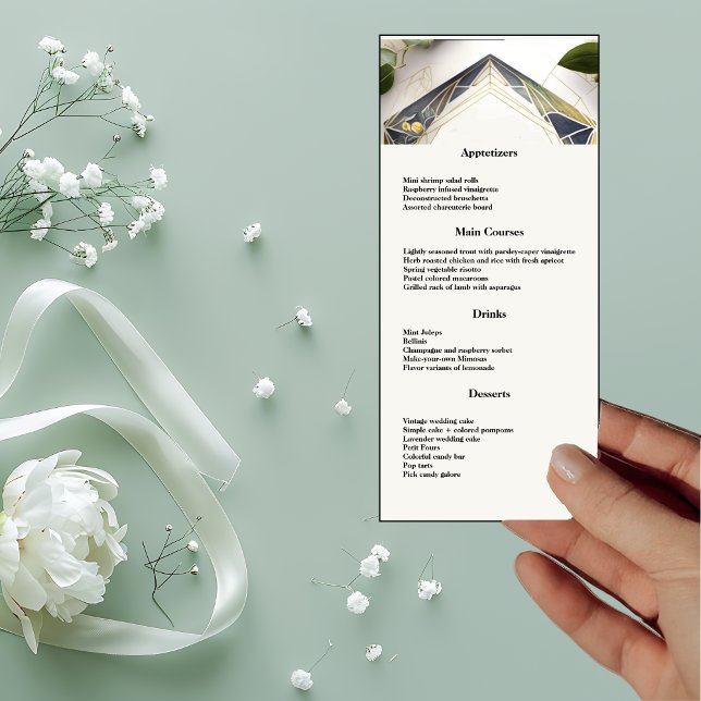 Modern Geometric with Small Flowers Dinner Menu (Creator Uploaded)