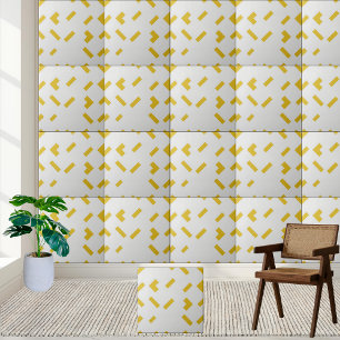 Modern Geometric Yellow and White Pattern Tile