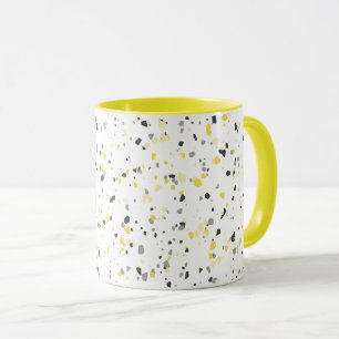 Modern Geometric Yellow Grey Terrazzo Pattern Mug