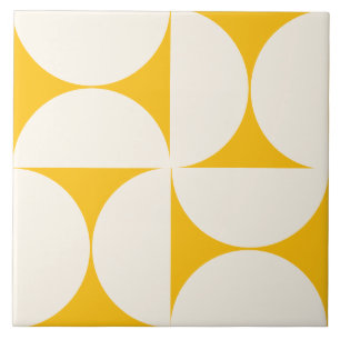 Modern Geometric Yellow Semi circles Tile