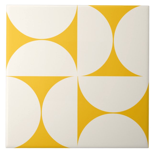  Modern Geometric Yellow Semi circles Tile (Front)