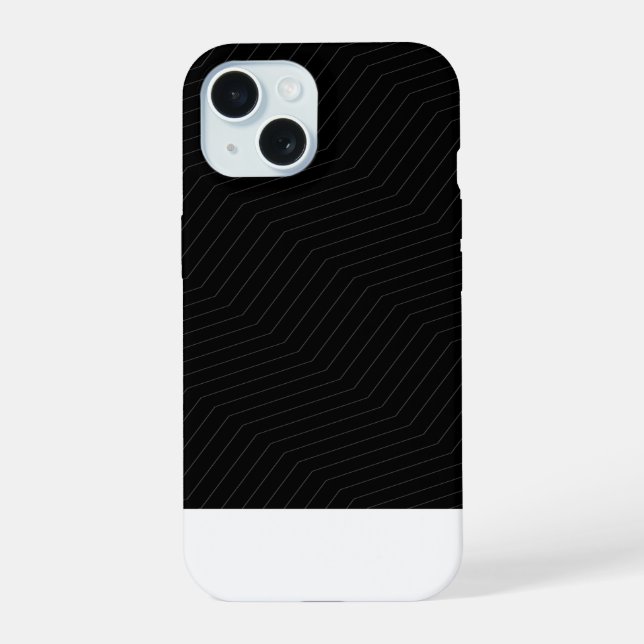 Modern Geometric Zig Zag Pattern Black & White iPhone 15 Case (Back)