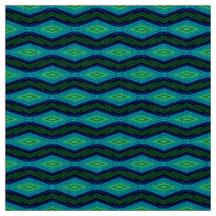 Modern geometric zigzag pattern blue and green fabric