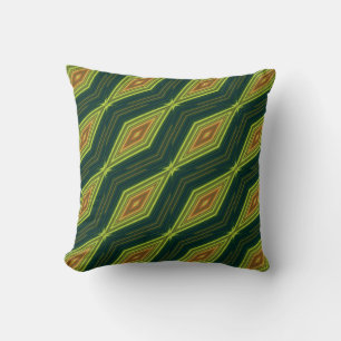 Modern geometric zigzag pattern green and beige throw pillow