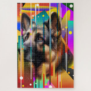 Modern Geometrical Dog   Jigsaw Puzzle