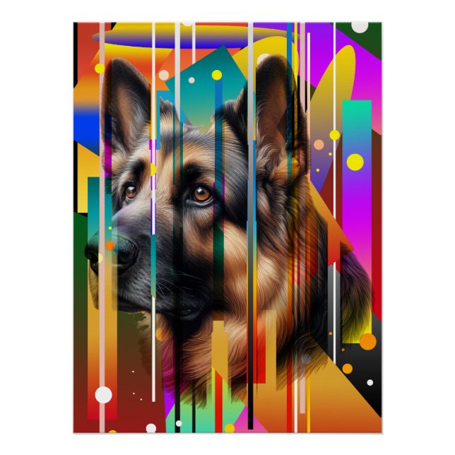 Modern Geometrical Dog   Poster (Front)