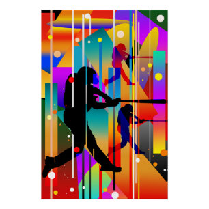 Modern Geometrical silhouette Baseball Player Poster
