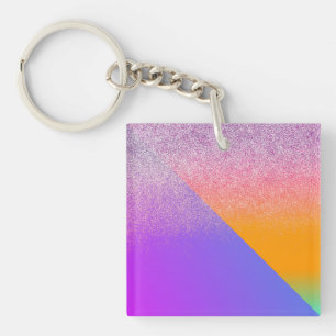 Modern Geometrical Two Tone Ombre Triangle Glitter Keychain