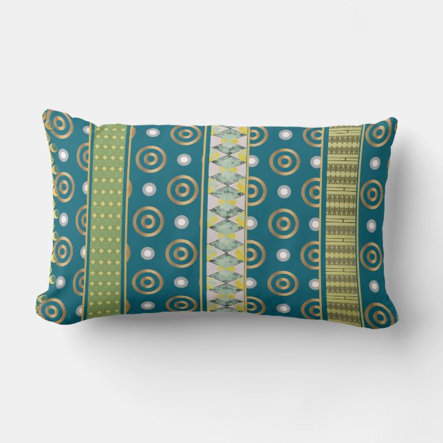 Modern Geometrics with Teal Green Background  Lumbar Pillow (Front)