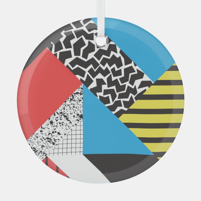 Modern Geometry: Abstract Seamless Style Glass Ornament (Front)