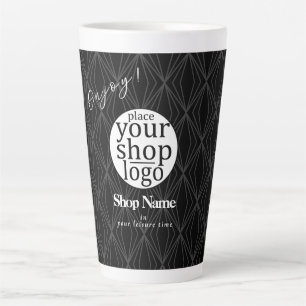 Modern Geometry Black Logo Business Latte Mug