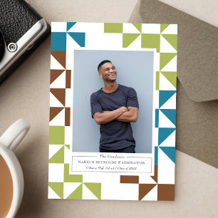 Modern Geometry Photo Graduation Invitation