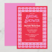 Modern Geometry Pink Heart Pattern Bridal Shower