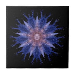 Modern geomettric art violet stars black decor tile